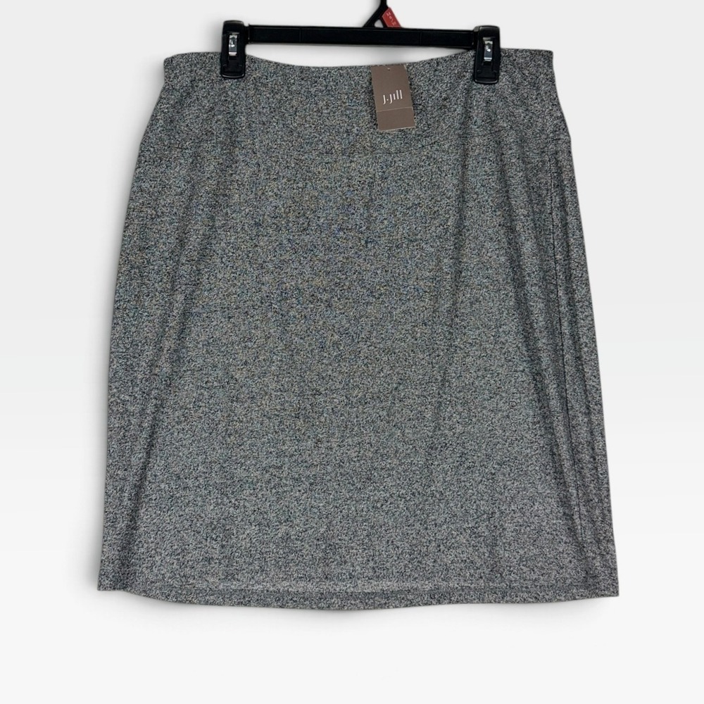 J.Jill Pencil Skirt Wearever Smooth-Fit Womens M Black Ivory Marl Knit NWT